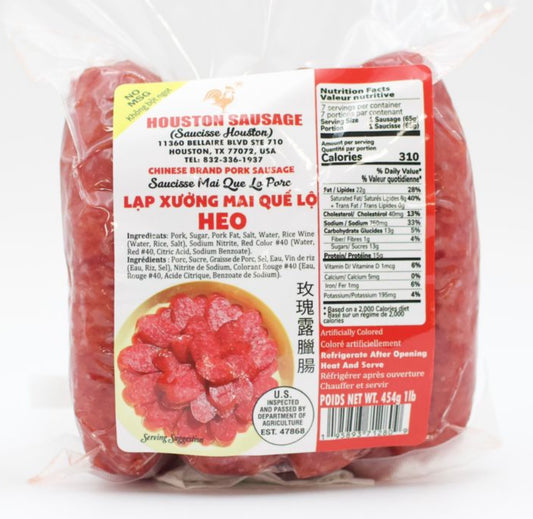 Lạp Xưởng Mai Quế Lộ Heo 16oz | Houston Pork Sausage
