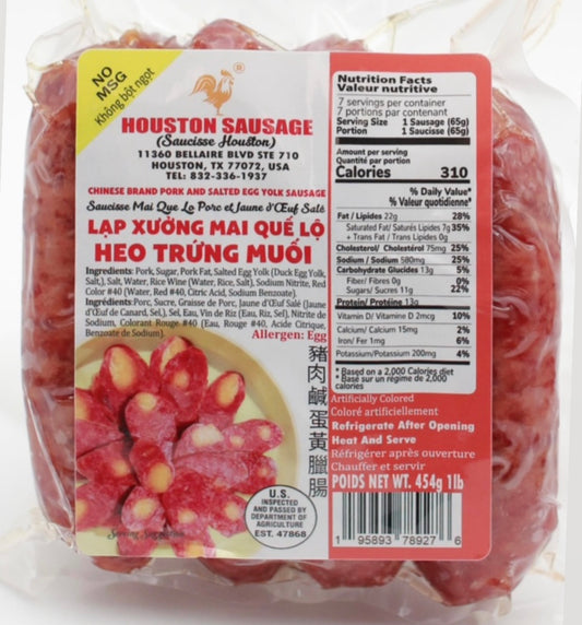 Lạp Xưởng Mai Quế Lộ Heo & Trứng Muối Houston 16 oz | Houston Salted Egg Yolk Sausage