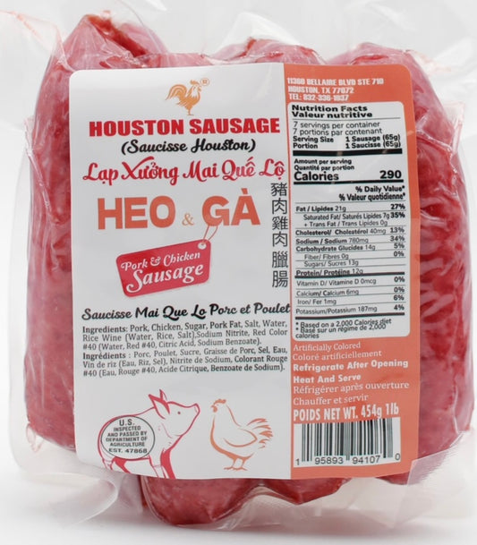 Lạp Xưởng Mai Quế Lộ Heo & Gà 16oz | Houston Pork & Chicken Sausage