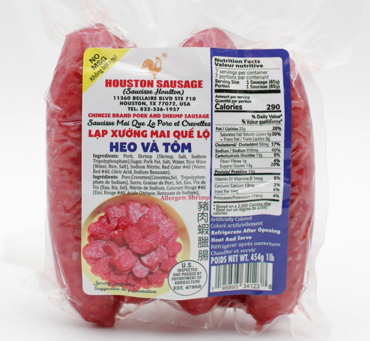 Lạp Xưởng Mai Quế Lộ Heo & Tôm Houston 16 oz | Houston Pork and Shrimp Sausage