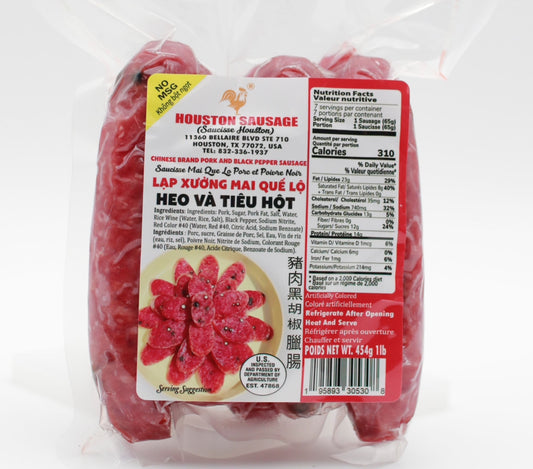 Lạp Xưởng Mai Quế Lộ Tiêu Hột Houston Sausage 16 oz | Houston Pork & Black Pepper Sausage
