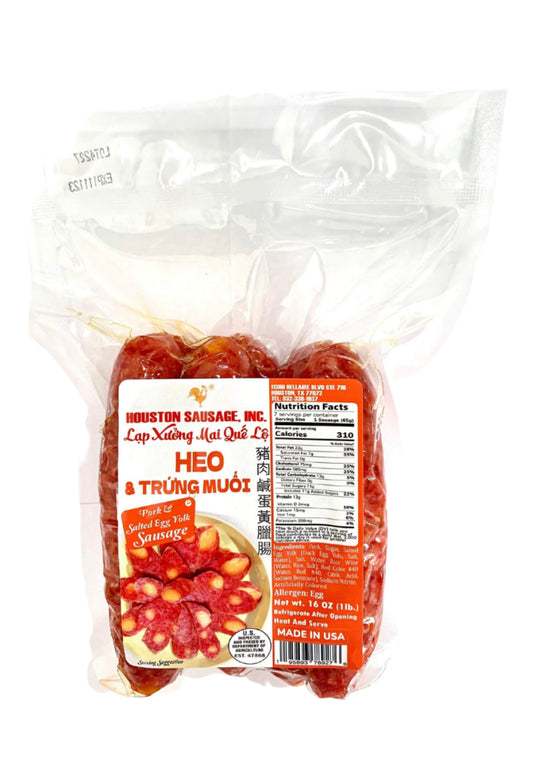 Lạp Xưởng Mai Quế Lộ Heo & Trứng Muối Houston 16 oz | Houston Salted Egg Yolk Sausage